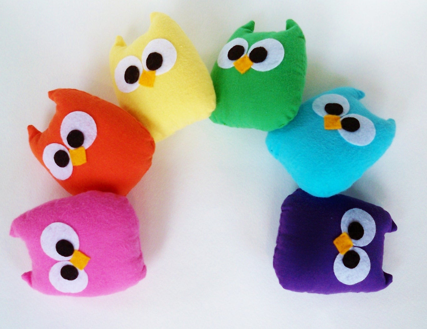 6 adorable rainbow colorful mini owls or you can choose any color you want