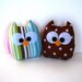 Brown polka dots and striped owls