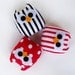 3 lovely polka dots and Striped red and black mini owls