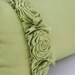Apple Green Pillow with Frayed Ruffle and 3 Flower Roses