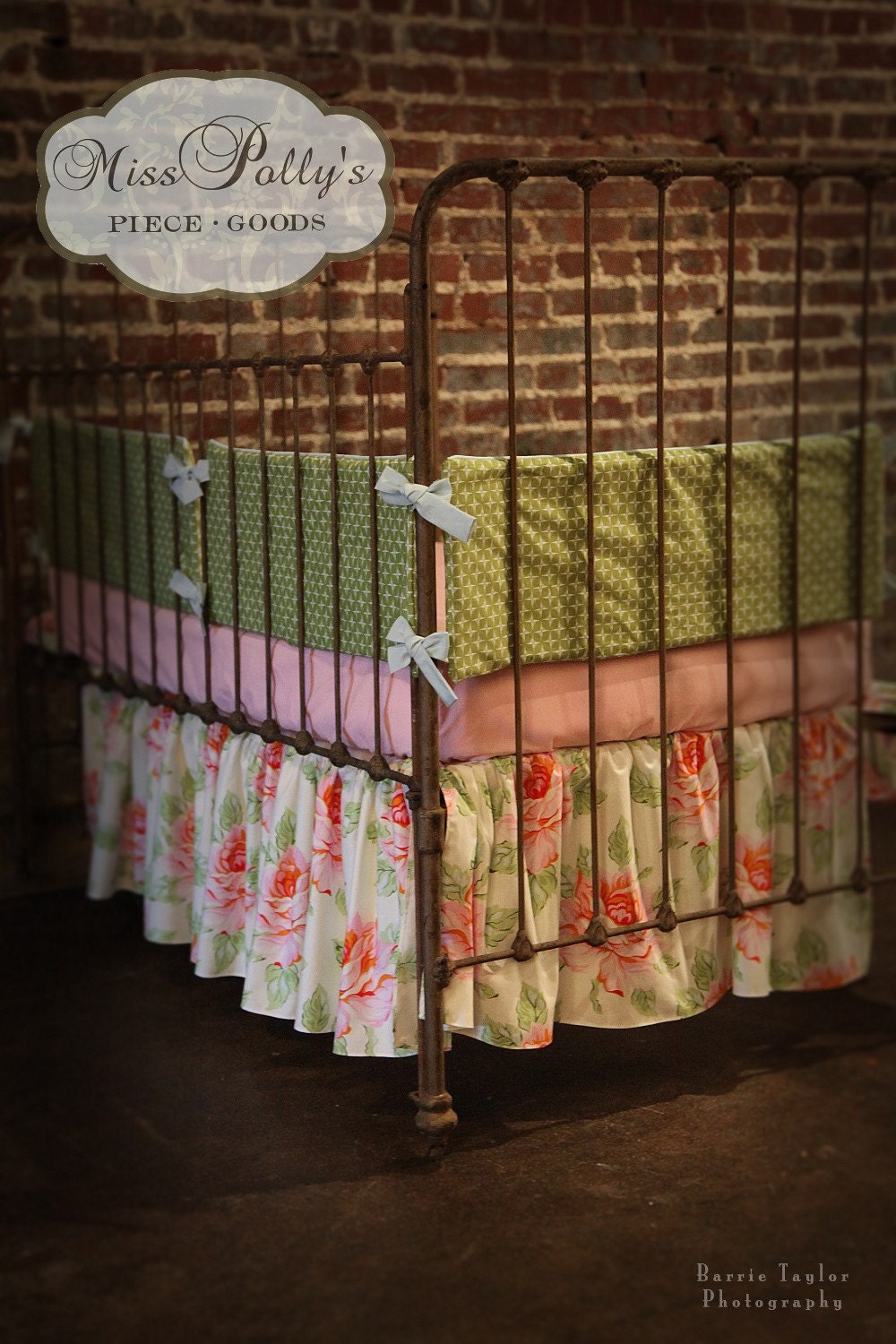 Custom Baby Crib Bedding -Design Your Own 3-Piece Baby Bedding Set - bumper, sheet and gathered skirt