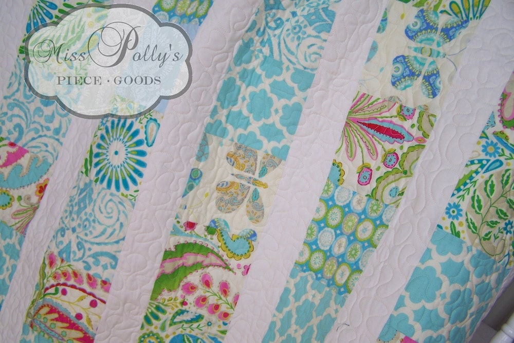 Baby Crib Bedding- READY TO SHIP Baby and Toddler Quilt in Kumari Garden