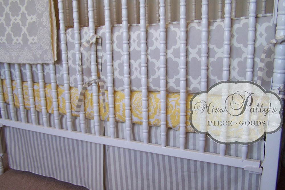 Crib Bedding- Design Your Own Crib Set- Taza in Gray