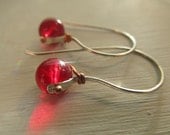 Simple and Striking Czech glass earrings - available in many colors - handmade sterling silver and copper metalwork