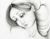Pencil Drawing OOAK Original Pencil Drawing Fine Art / Black and White Fantasy