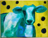 Funky Blue Cow Painting