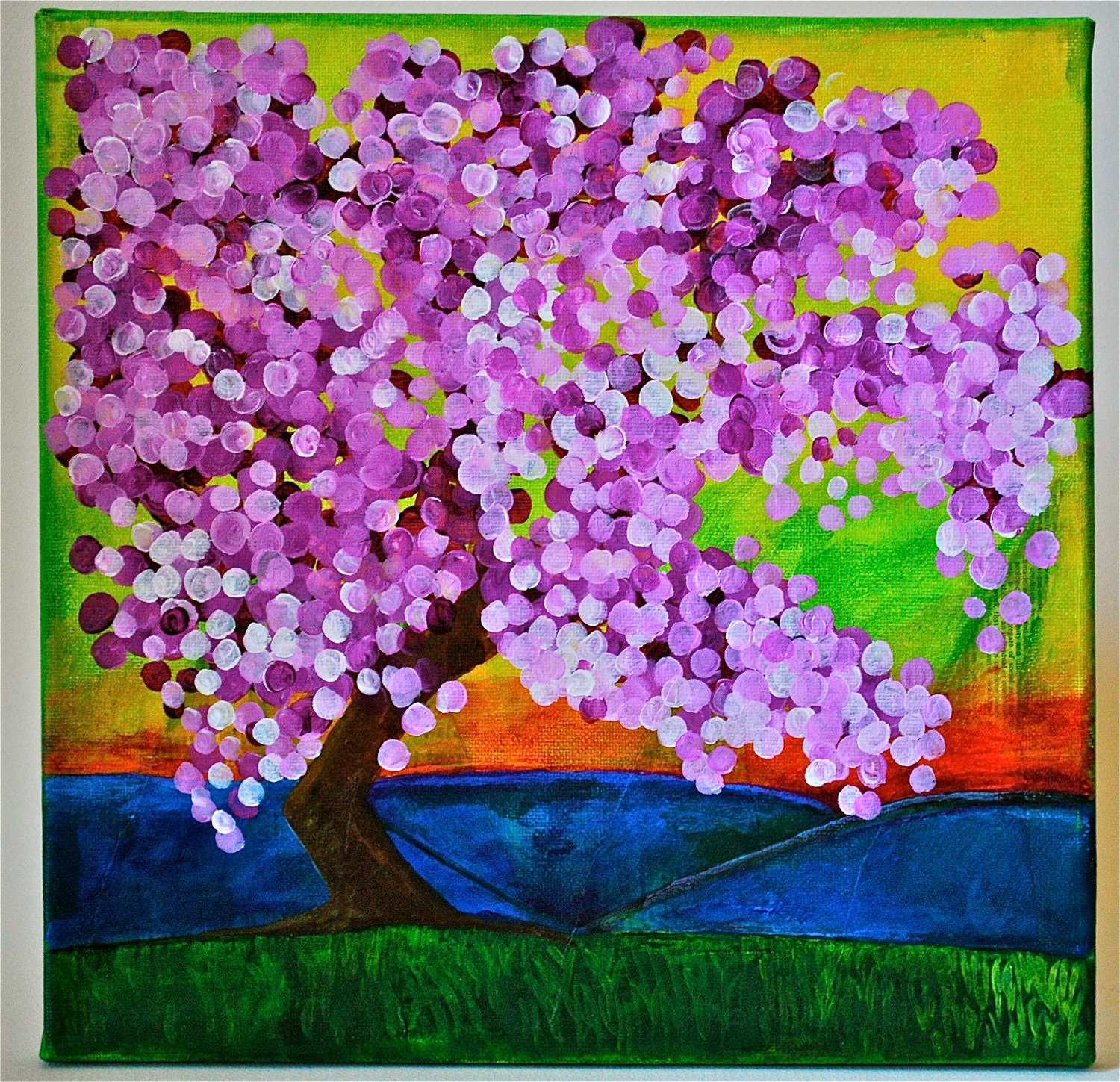 Tree Blossoms Original Painting Sunset