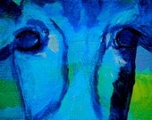 Cow Art Blue Original Painting