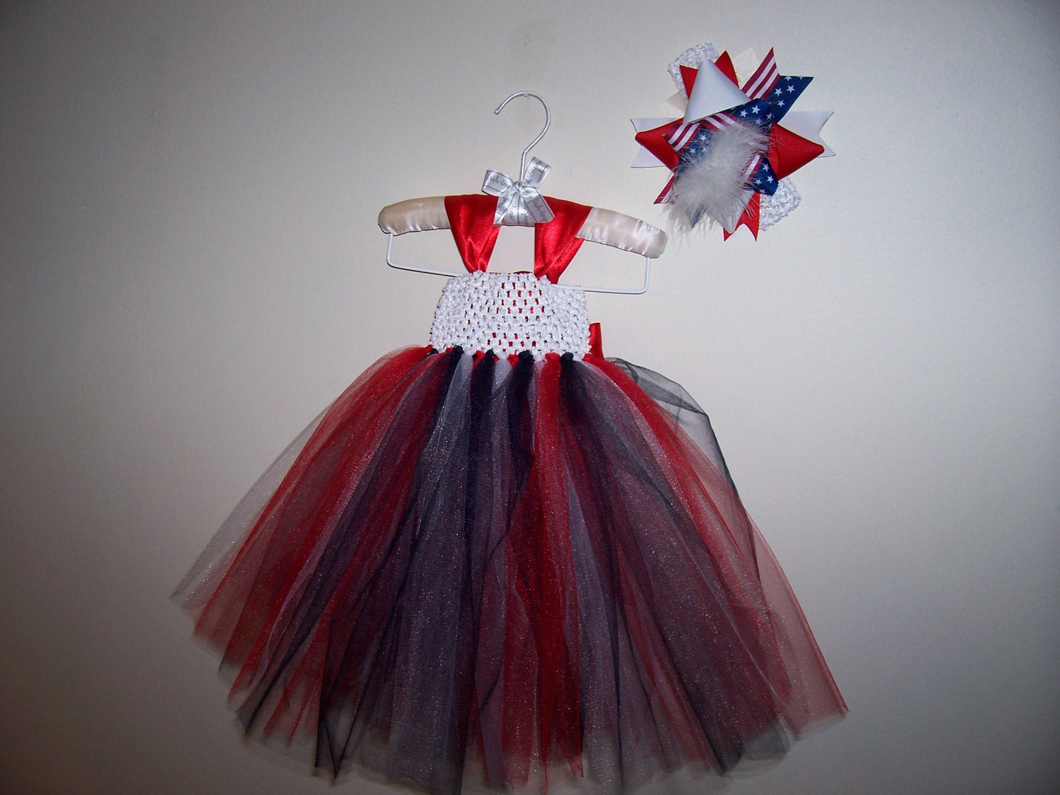 Red, White and Blue Tutu Dress Set (includes tutu dress, "over the top" boutique bow, and headband) Newborn-12 months