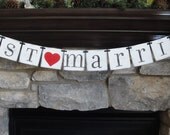 JUST MARRIED car sign, wedding banner, photo prop, CUSTOM colors