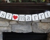 JUST MARRIED banner sign / custom colors / car sign