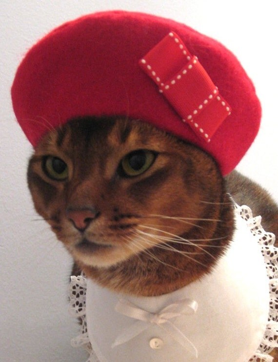 Red Beret with grosgrain ribbon bow