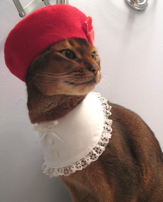 Red Beret with grosgrain ribbon bow