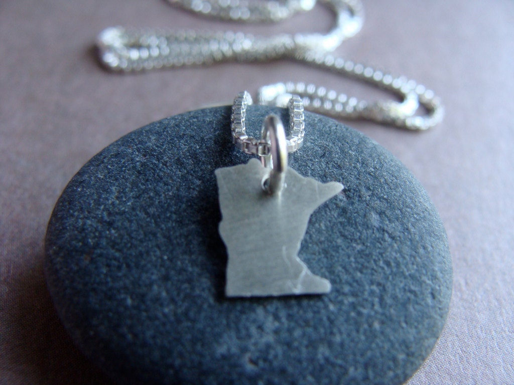 Tiny Minnesota State Necklace (sterling silver)
