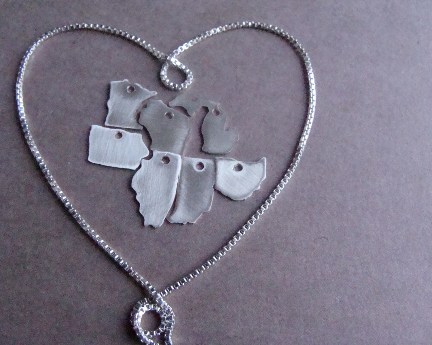 Custom Tiny State/Country Necklace(sterling silver)