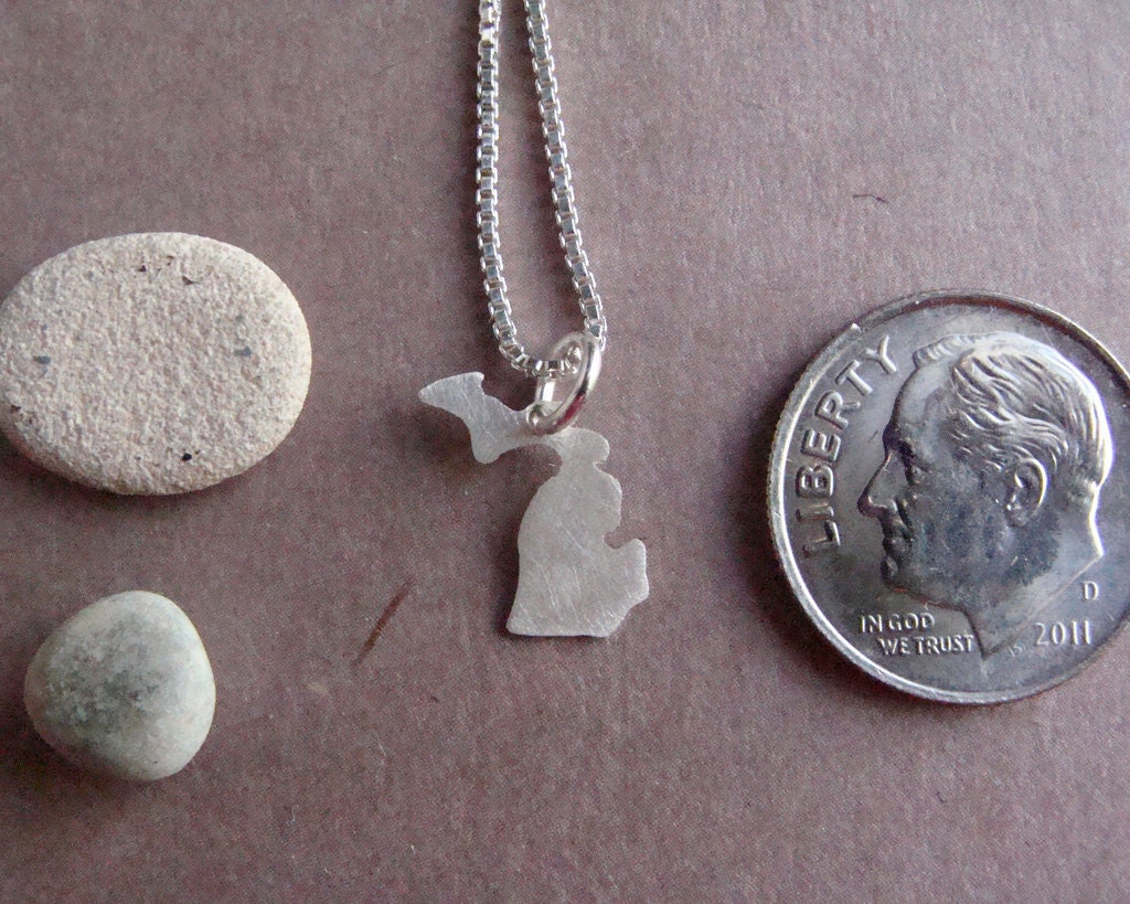 Tiny Michigan State Necklace (sterling silver)