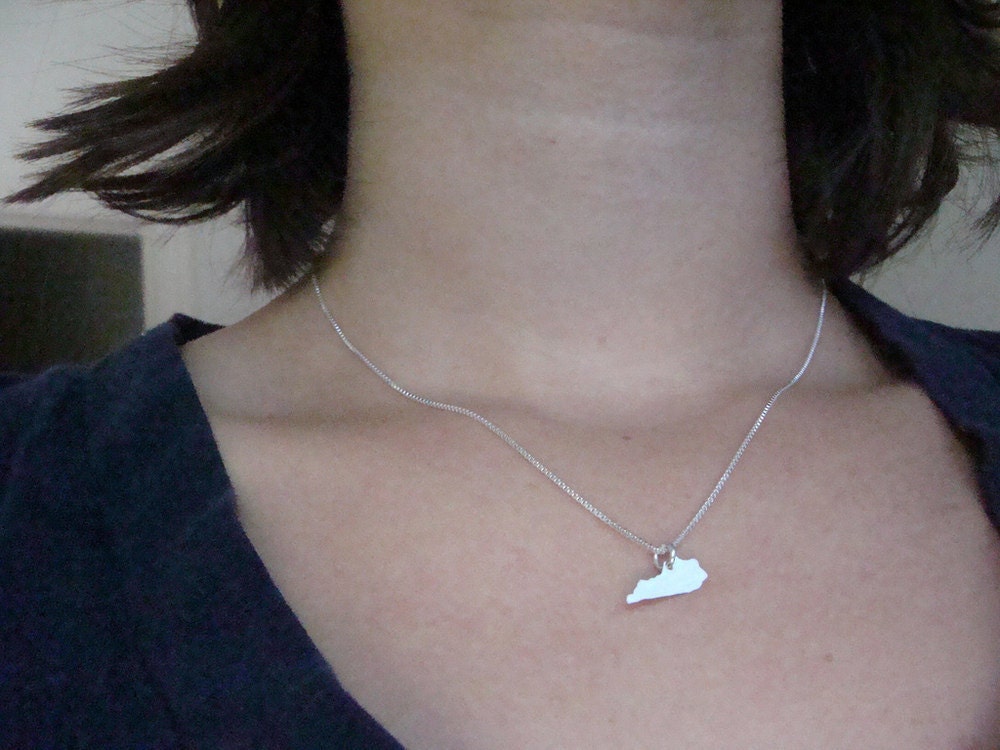 Tiny Kentucky State Necklace (sterling silver)