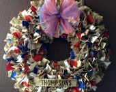 USA Round Wreath WITH NAMETAPE