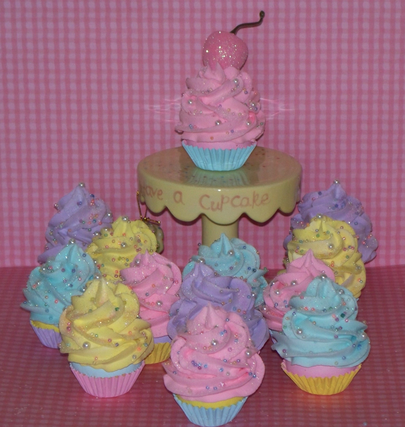 13 Mini Pastel Summer Fake Cupcake Photo Props, Girly Girl Colors, Photo Props, Birthday Party Decor, Display, Pastel Summer Wedding Decor