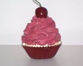 Black Cherry Fake Cupcake with Cherry on Top, great Photo Props, Kitchen Home Decor, House Staging, Stage Props, Shoppe Display
