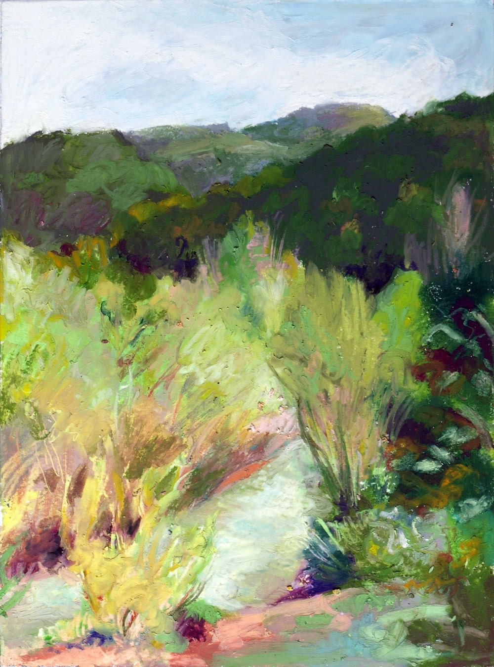 Early Morning oil pastel painting