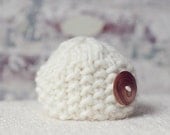 Newborn Baby Button Hat for Photographers - Seed Cotton