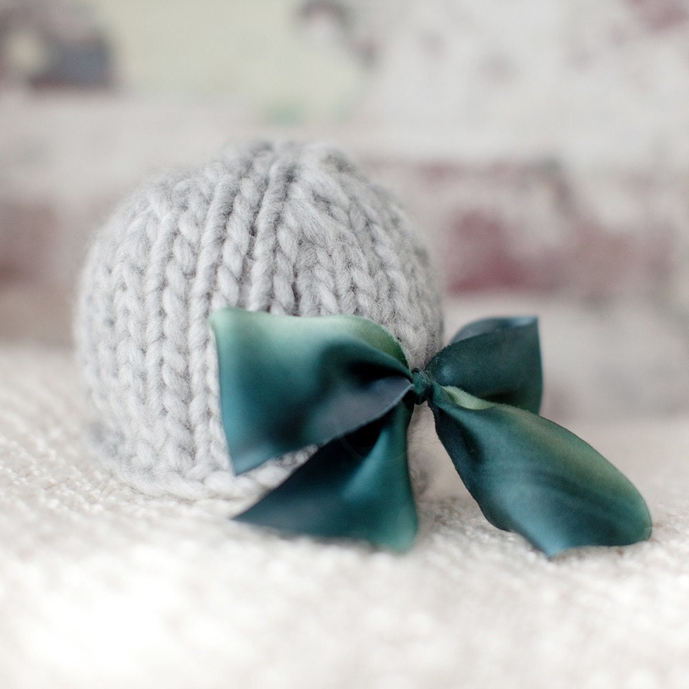 Original Signature Hat with Hand Dyed Bow - Driftwood and Sea Glass