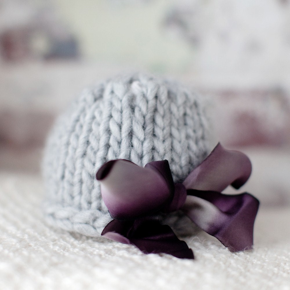 Baby Couture Signature Hat with Handyed Silk Bow - Driftwood & Plum