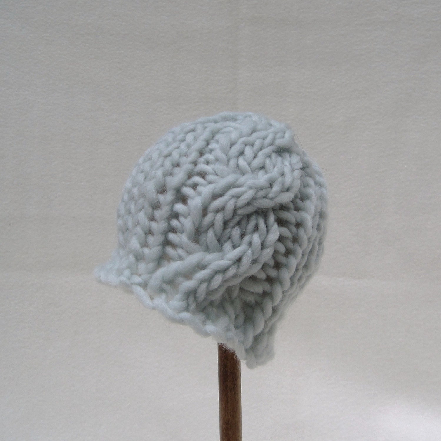 Newborn Cable Knit Hat - Pale Seafoam