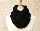 Only 1 Left (Sale) DOWNTOWN WOODLANDS COWL -  Extremely Soft and Luxurious 100% Merino Cowl in Black
