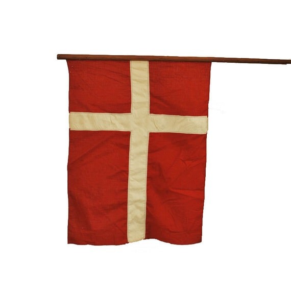 Vintage Denmark Flag / Linen Danish Flag