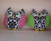 Cuddly Owl damask and polka dots softie