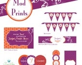 Modern Mod Print Custom Bridal Shower Invitation Printable Party Package - DIY