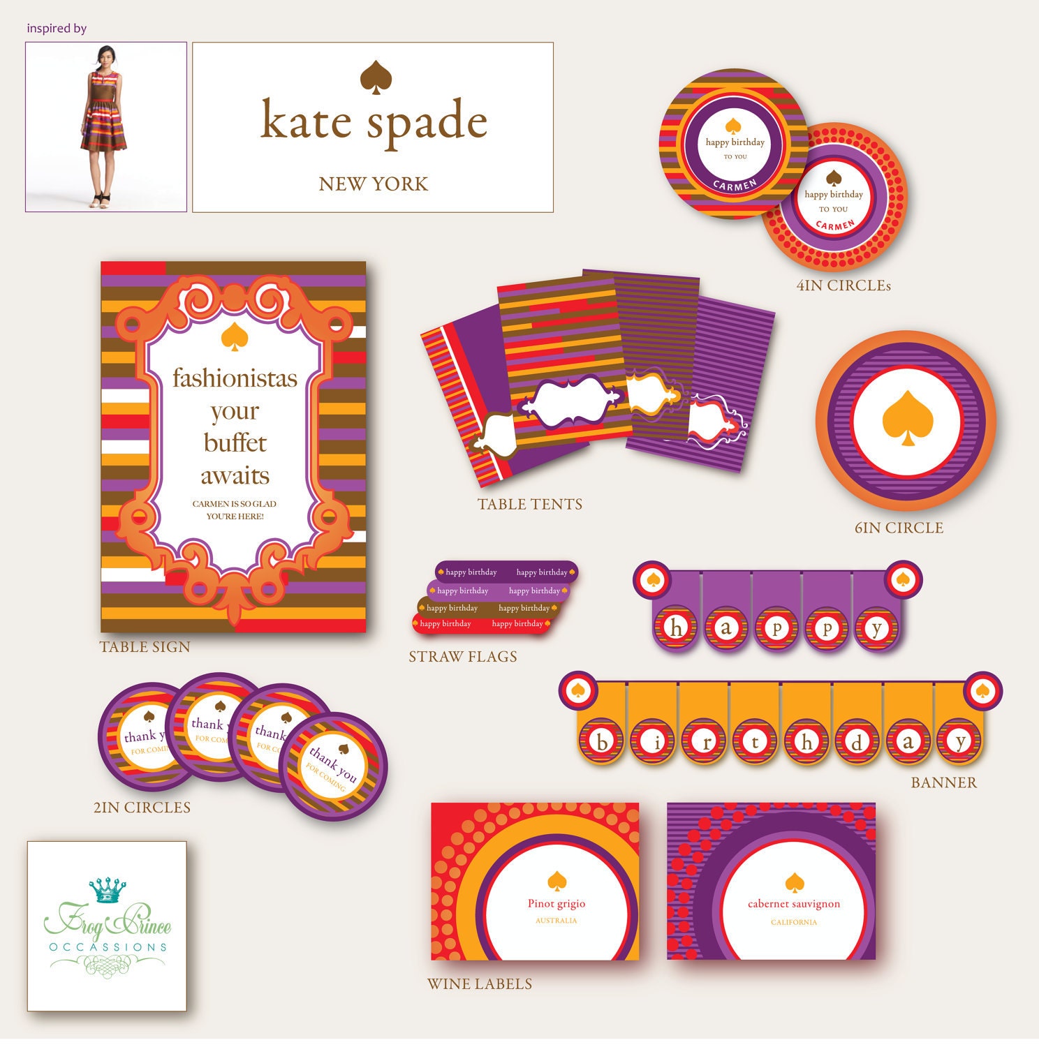 Inspired by Kate Spade Birthday or Bridal Shower Printables DIY