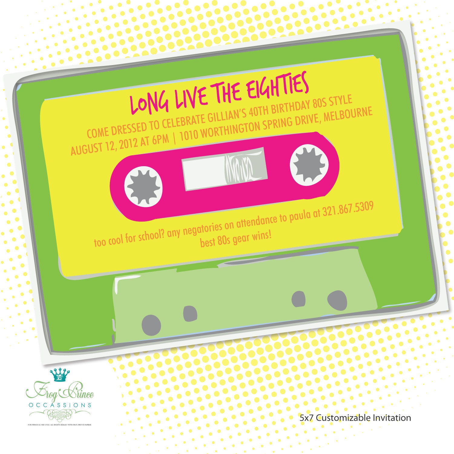 80s Eighties Invitation DIY Custom Printable