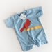 Cardinal Bird on a Bat Blue Romper for Babies and Toddlers
