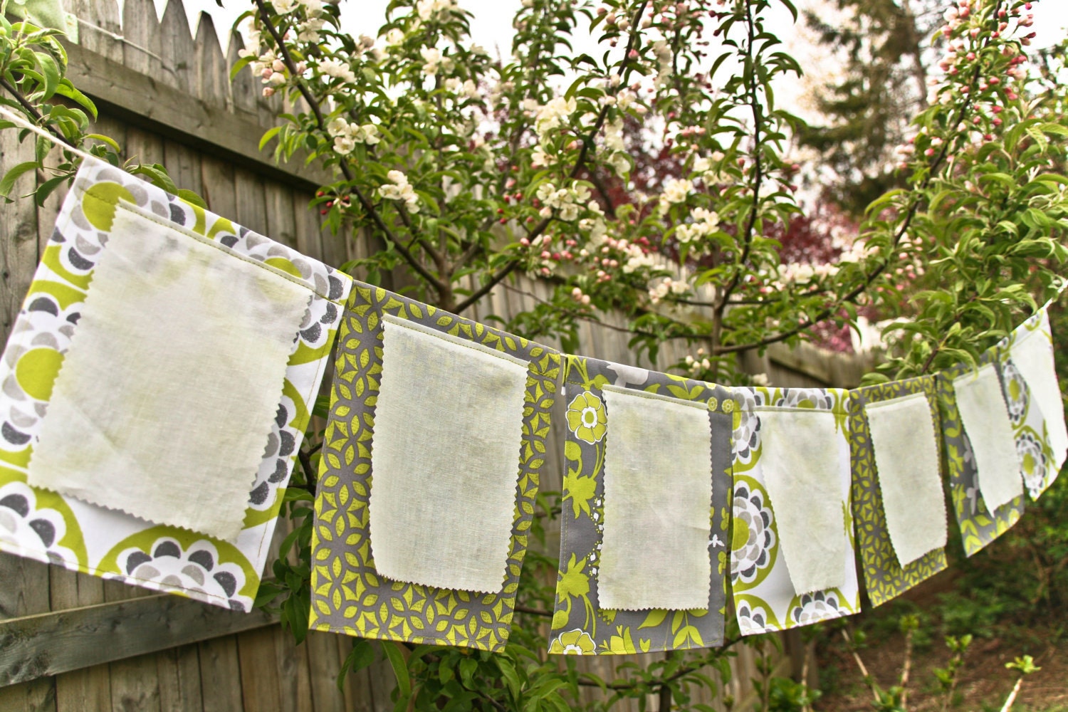 Wedding Garland, Wish Flags, Garden Party Banner, Bridal Shower Fabric Bunting, Home Decoration Il_570xn
