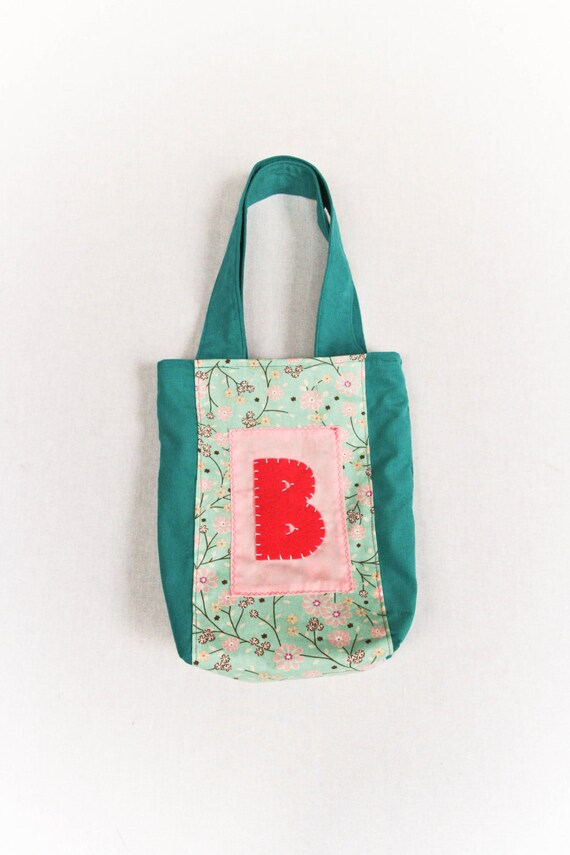 Personalized Handbag, Teal Tote Bag for Girl, Pink Cherry Blossom, Spring Easter Il_570xn