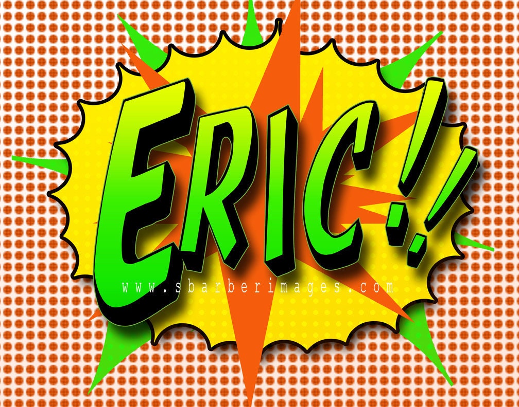 Tell him he is super with an 11x14 Personalized Pop Art Print. Choose the name or word for this comic replica print.