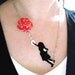 Silhouette Necklace Girl with Red Balloons Whimsical Sky Black