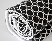 Baby Blanket, Black Metro Rings and White Bubble Dot Minky