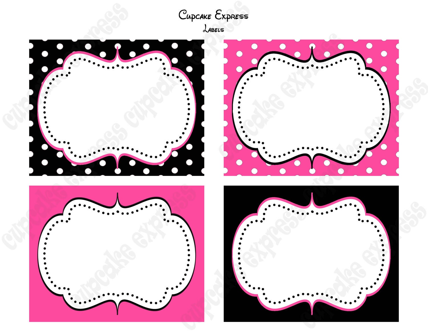 custom order for emodina DIY Minnie Mouse Birthday Party PRINTABLE Food LABELS Pink black display cards Il_570xn