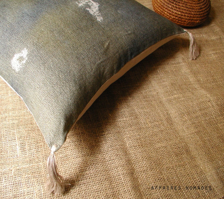 Floor Cushion Linen Pillow. Cover removable. Khaki .. C o b b l e / FRAGMENTS