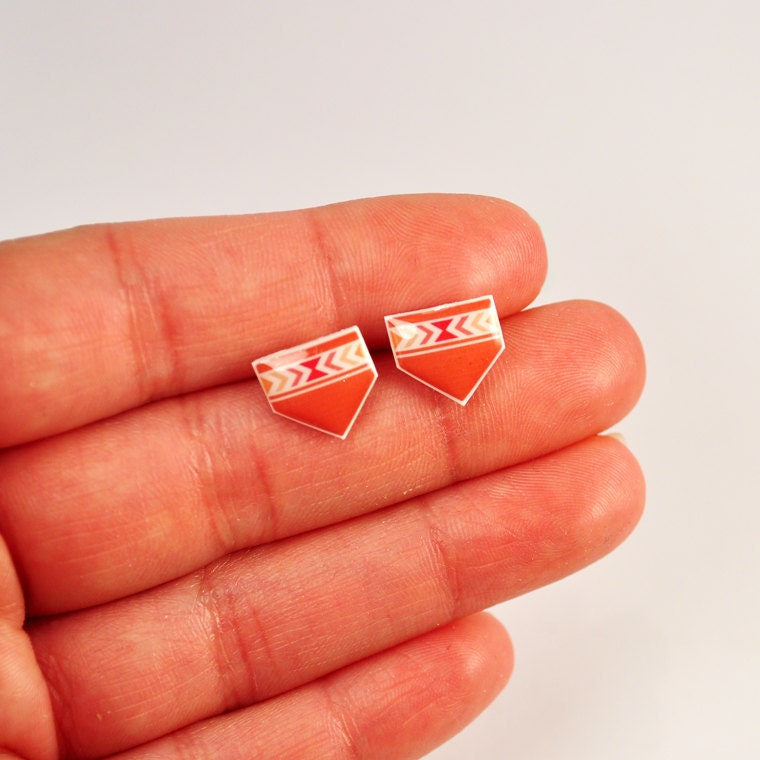 Vermillion Pueblo Post Earrings - Hypoallergenic Surgical Stainless Steel Posts