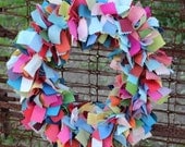 Rustic Rag Wreath - Colorful Material Wreath ON SALE