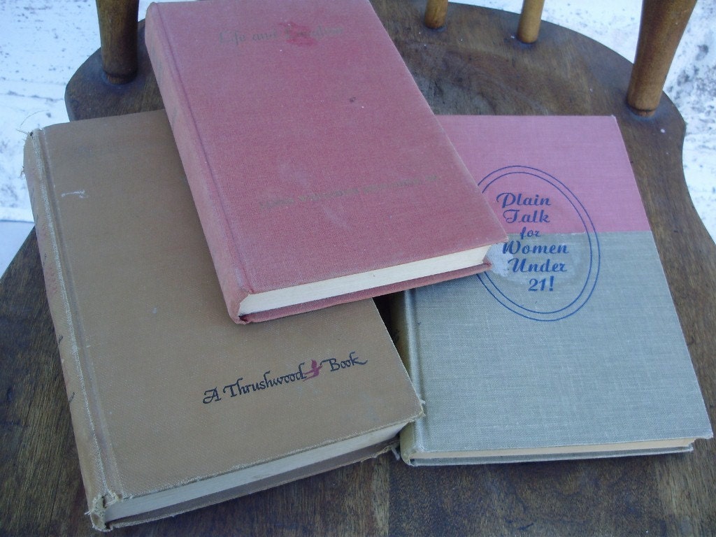 Three Vintage Books in Shades of Pink and Cream