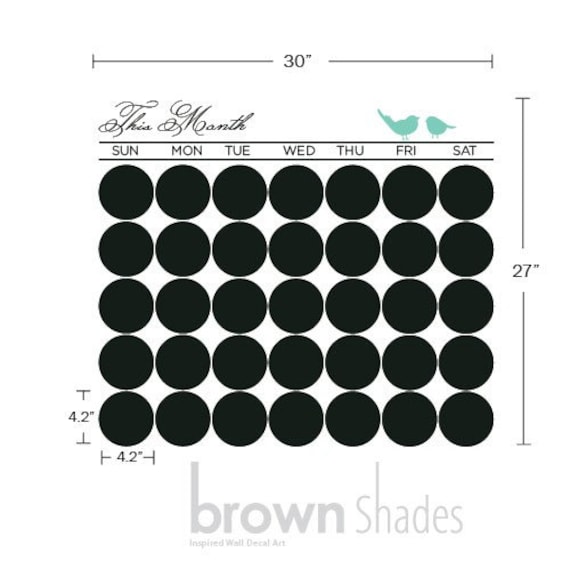 Wall Decal : Modern Chalkboard, Wall Calendar  - Free Birds,  Wall Chalkboard Calendar