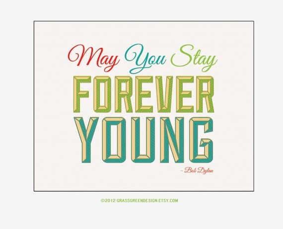 8x10 Forever Young Bob Dylan Inspirational Lyrics Print - Under 10 Sale