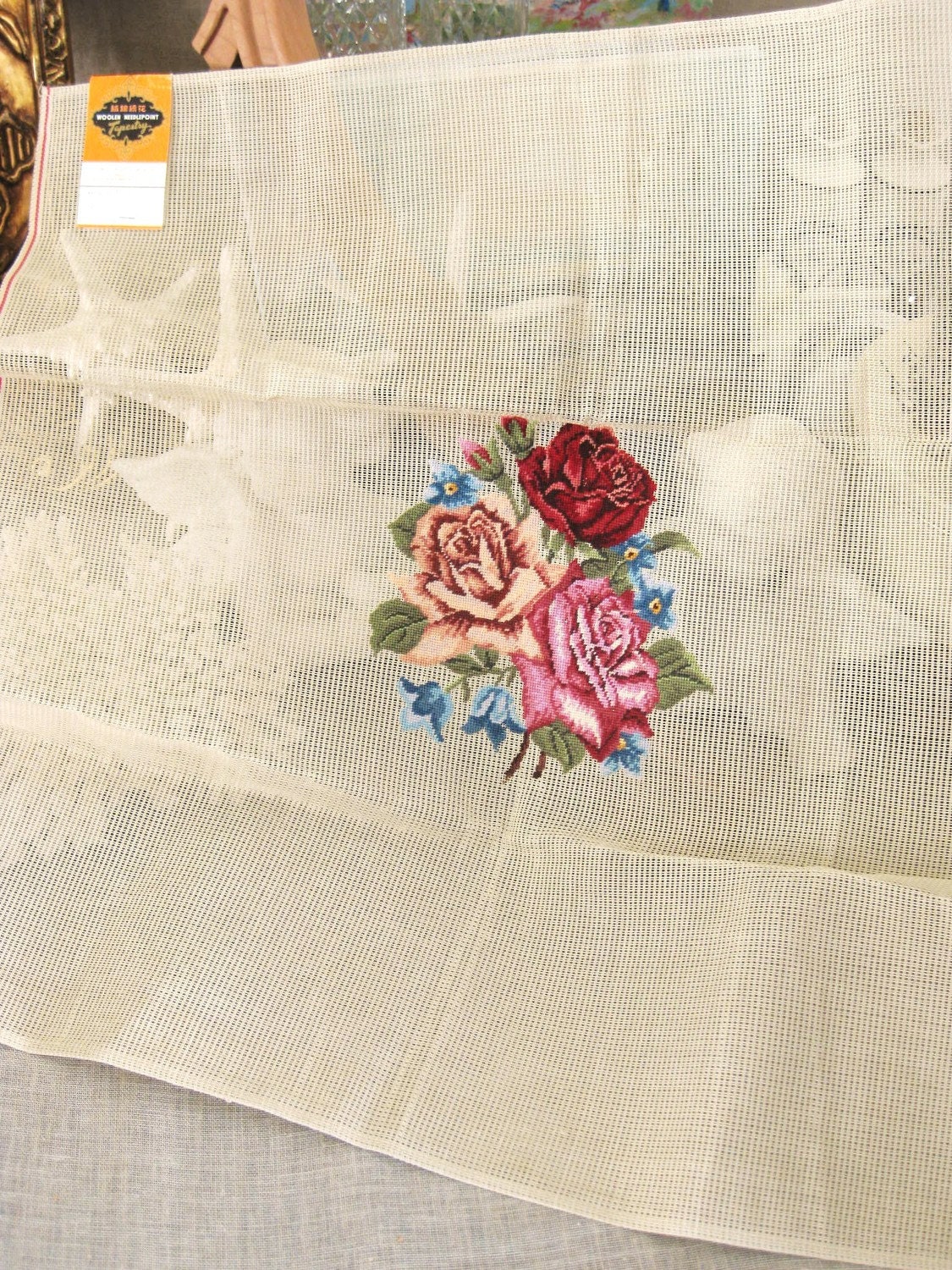 Vintage Needle Point Mesh Starter- Sewing/ Fabrics/ Buttons