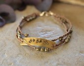 Yoga brass and linen bracelet